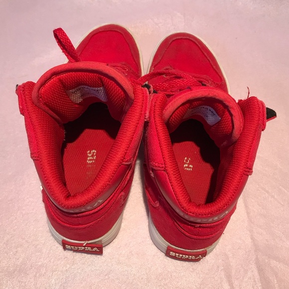 Supra all red high tops sneakers canvas lace up kicks - Picture 8 of 10